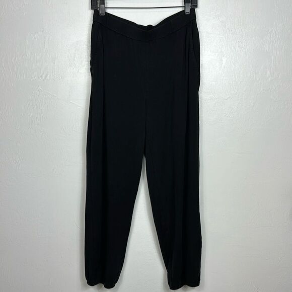 Eileen Fisher High Rise Jogger Pants With Pockets In Black Size S - Picture 2 of 9